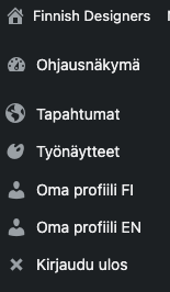 Dashboard menu